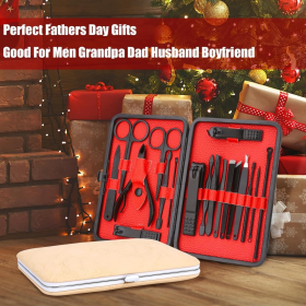 18-Piece,Nail Clippers Trimming Tool Set, Manicure Set, Pedicure Kit, Nail Clippers, Professional (Color: Black)