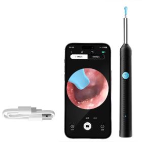 Wireless WiFi Ear Pick Otoscope Camera Borescope Luminous Ear Wax Cleaning Teeth Oral Inspection Health Care Ear Cleaner (Color: Black-1pc)