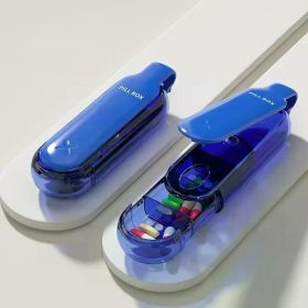 Portable Colorful 3 Spaces Medicine Case Health Care Container Case Pill Box Splitters Travel Pill Box Tiny Box Easy to Carry (Color: Pro-Blue-1PCS)
